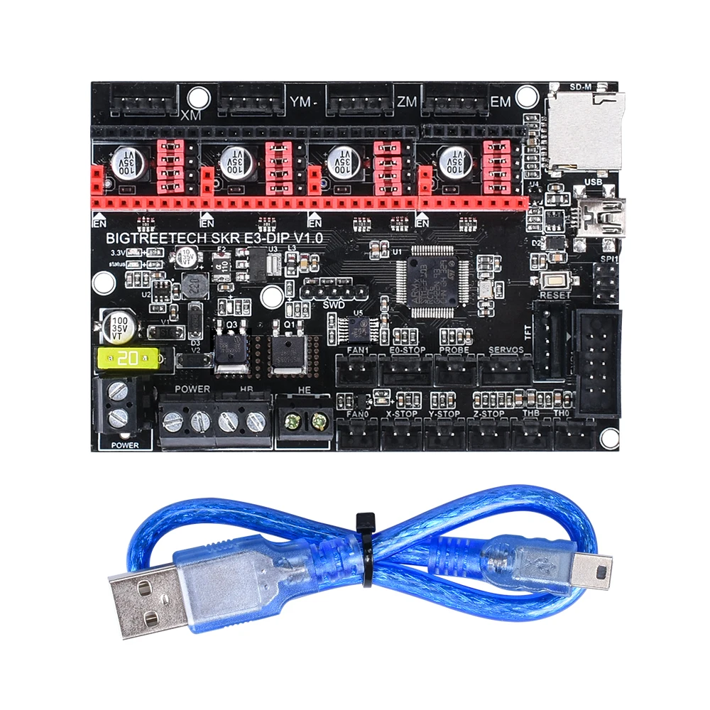 Цена BIGTREETECH SKR E3 DIP плата контроллера 32 бит для Ender 3 5 3d принтер запчасти + TMC2208 UART TMC2130 A4988 VS SKR V1.3 SKR MINI