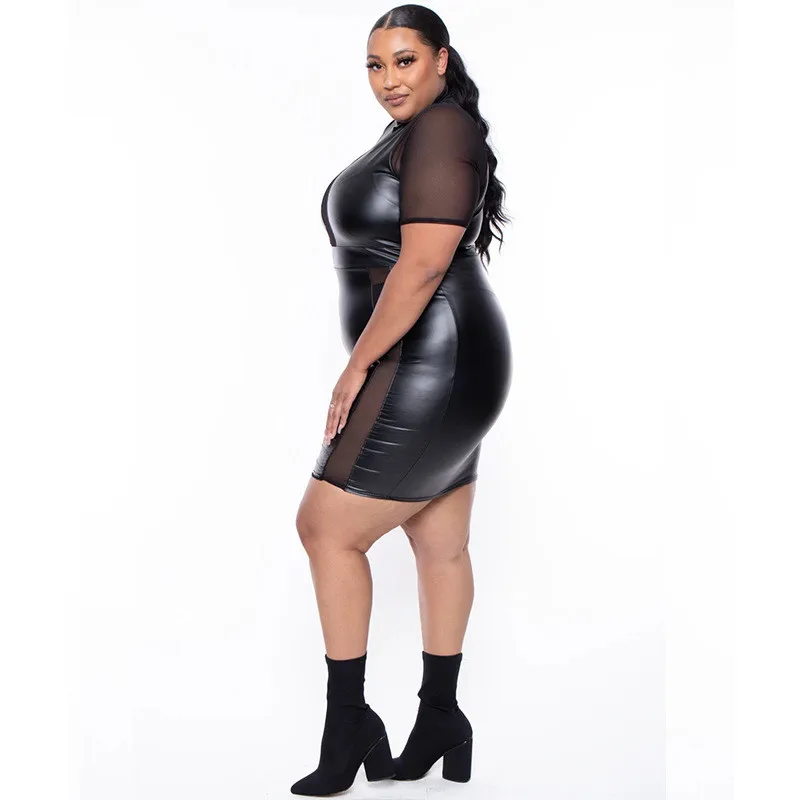 Womens Dresses Amazon Calvin Klein Plus Size Dresses Warehouse One Women's  Warehouse Kleding Plus Size Black Dress 5xl Wholesale Dropshipping Sexy  Mesh Pu Patchwork Elegant Knee-Length Dresses For ...