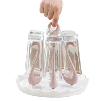 

New Drain cup holder Six shots Cup Rack Water Glass Home Creative Hanging Bracket With Tray Drain Rack Random Color 1 pc