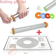 Крупнейший поставщик 17 дюймов антипригарный Регулируемый скалка для теста ролик для выпечки ролик кондитерский коврик