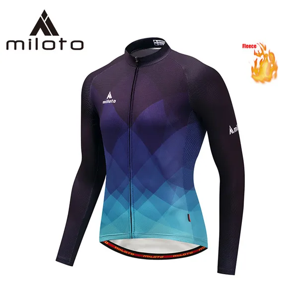 MILOTO зимняя одежда для велоспорта, Майо ciclismo, термо флисовые длинные комплекты,, мужские костюмы для горного велосипеда, гоночные комплекты для езды на велосипеде - Цвет: long jersey