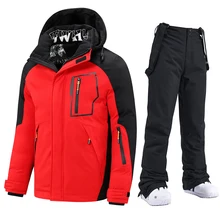 Ski Suit Men Winter Waterproof Outdoor Sports Snow Snowboard Jackets and Pants Thicken Warm Hooded Parkas Jacket Coat Men Brand