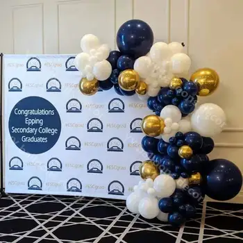 

112pcs Big Macaron Blue Balloon Garland Arch Kit Navy Blue Gold Baby1st Happy Birthday Party Decoration Balloons Supplies