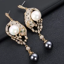 JANKELLY luxury WATER DROP Shape Long Earrings Cubic Zirconia Women Wedding Big Earrings Bijoux