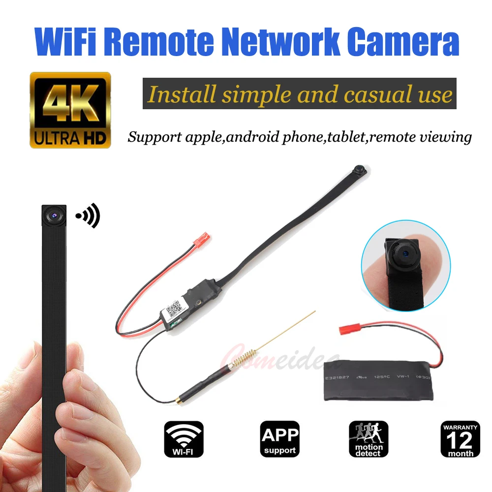 Skup Full HD 4K DIY przenośne WiFi IP Mini kamera P2P bezprzewodowy Mini kamera wideo rejestrator audio obsługa zdalnego widok karty TF baterii