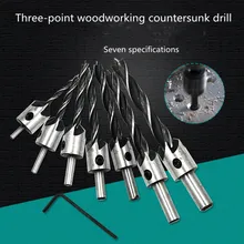 

Three-Point Woodworking Countersunk Bit Drill Bit Reamer Bit Woodworking Chamfering Device High-Speed Steel Drill Bit 3-10MM