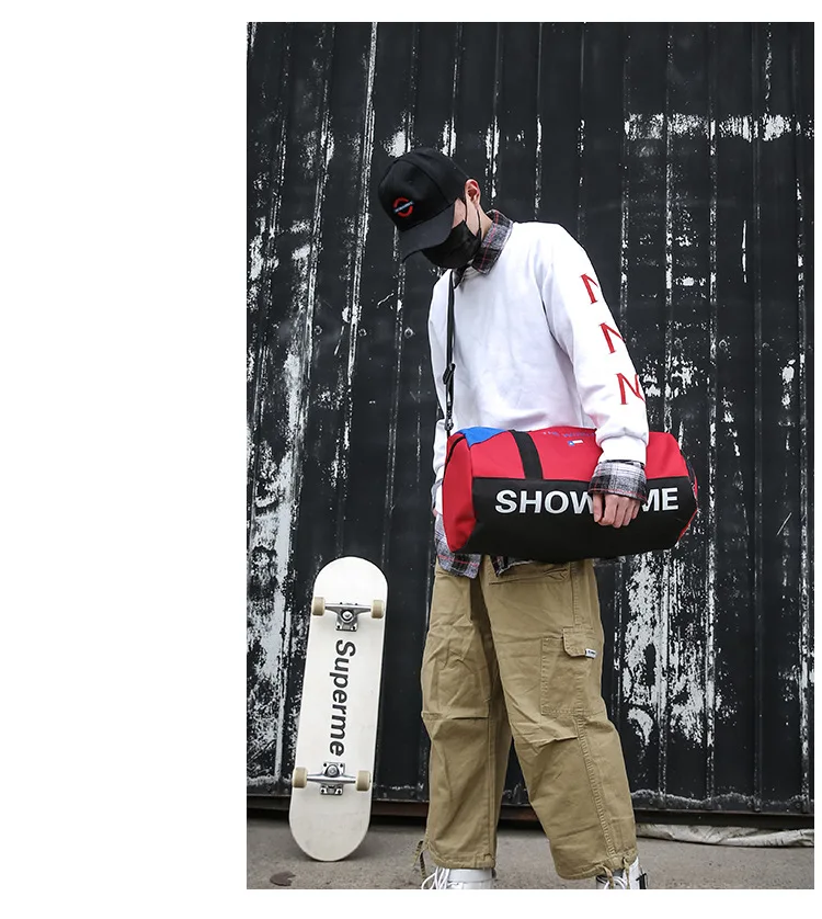 Large-Volume Wet And Dry Separation Sports Gym Bag Multi-functional Cylinder Travel Bag Single Shoulder Backpack Shoulder Portab