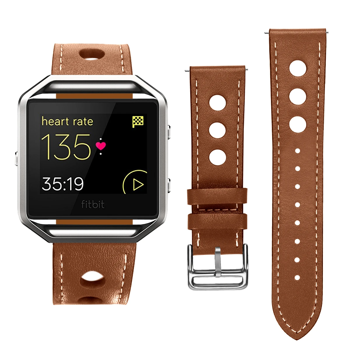 Brown Для Fitbit Blaze ремешок 23 мм Высокое качество дышащий Топ коровья кожа для женщин и мужчин заменить Мужские t часы ремешок для Fitbit Blaze браслет - Цвет: Brown