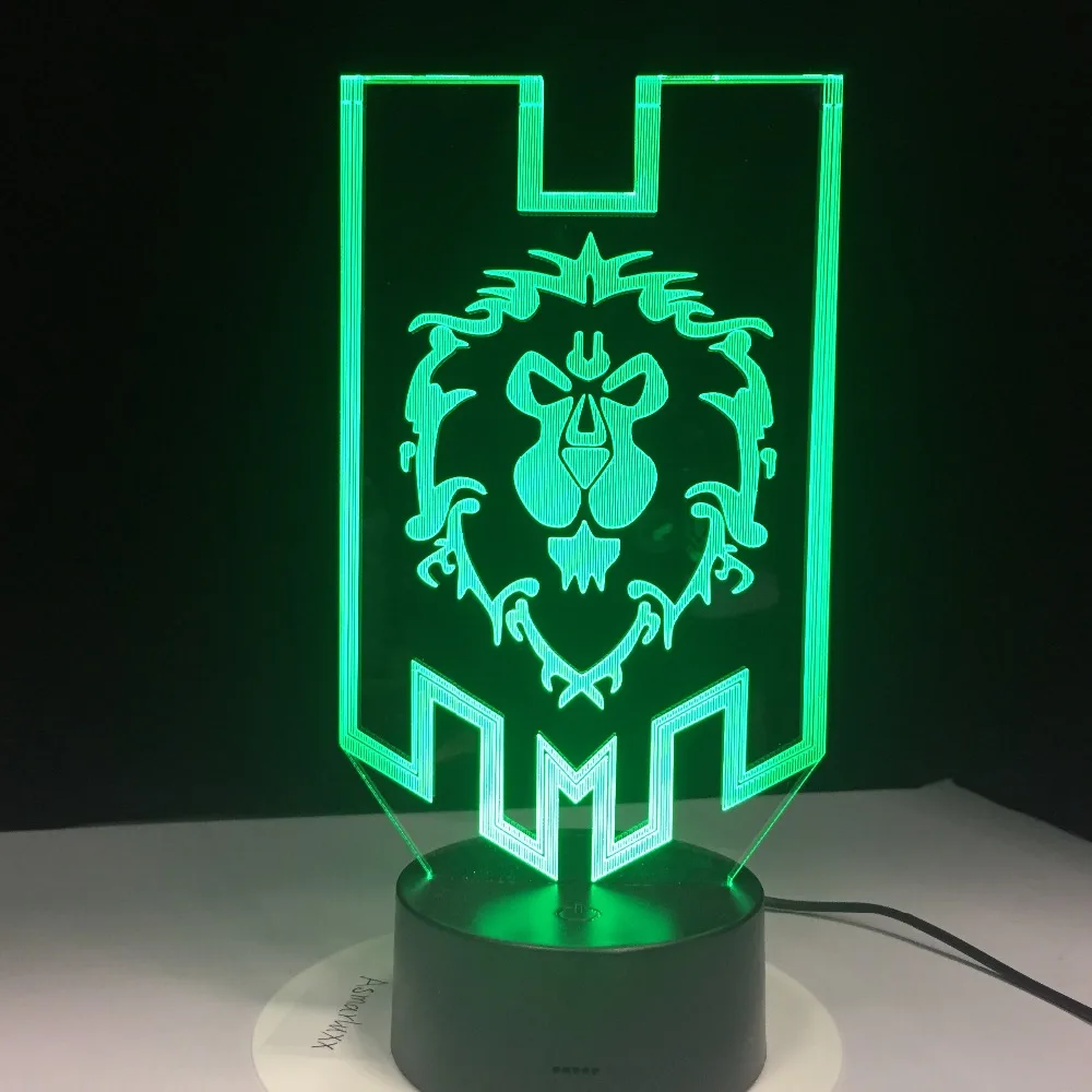 3D Светодиодная лампа World of Warcraft The Alliance Tribal Signs Акриловые светильники с сенсорным