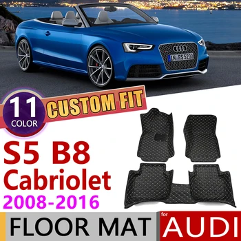 

Custom Car Leather Floor Mats for Audi S5 B8 B8.5 8T 8.5T Cabriolet 2008~2016 5 Seats Foot Pad Carpet Accessories 2009 2010 2011
