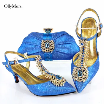 

New Arrival Elegant High Heels 7CM Shoes And Bags Set Nigerian Special Party Shoes And Bag To Match Set For Xmas Dress