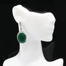 38x17 мм фантастический создан большой овальный драгоценный камень настоящий зеленый изумруд CZ женские свадебные серебряные серьги