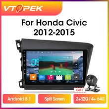Vtopek 9″ 4G+WiFi DSP RDS 2.5D 2din Android Car Radio Multimidia Video Player Navigation GPS For HONDA CIVIC 2012-2015 Head Unit