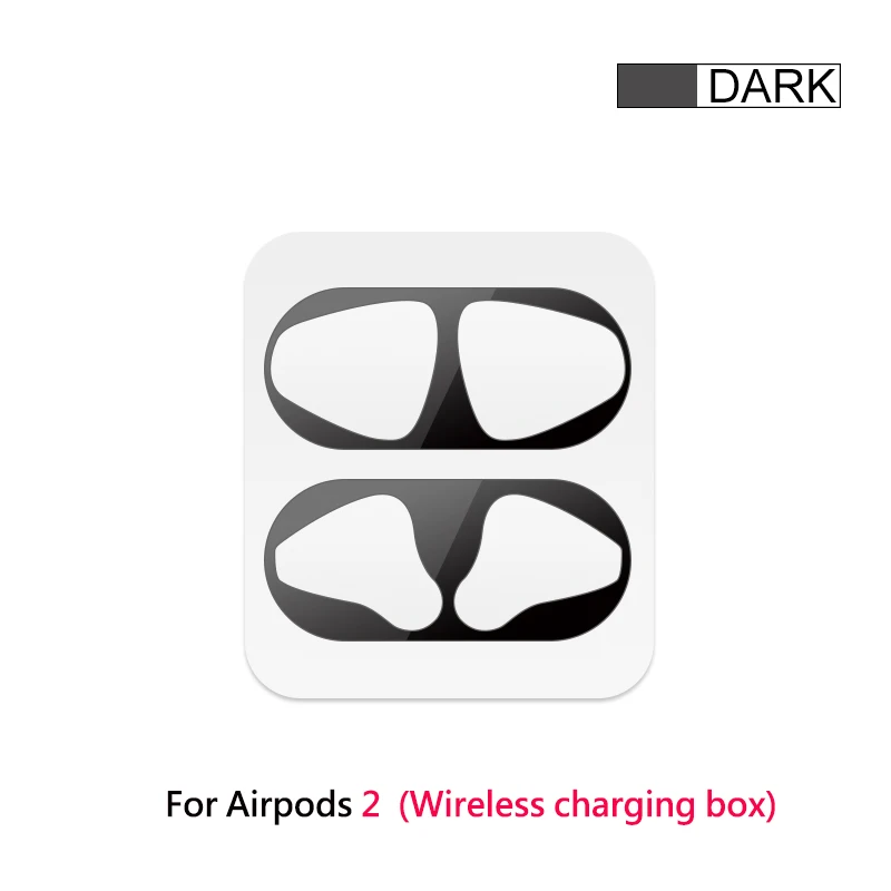 Metal Dust Guard Sticker for Airpods 1 2 Skin Protective Sticker for Apple AirPods 1 Earphone Charging Box Case Cover Shell Skin - Цвет: Black for Airpods 2