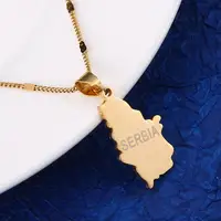 Stainless Steel Fashion Serbia Map Pendant Necklaces Republika Srbija Map Chain Jewelry Gifts 1