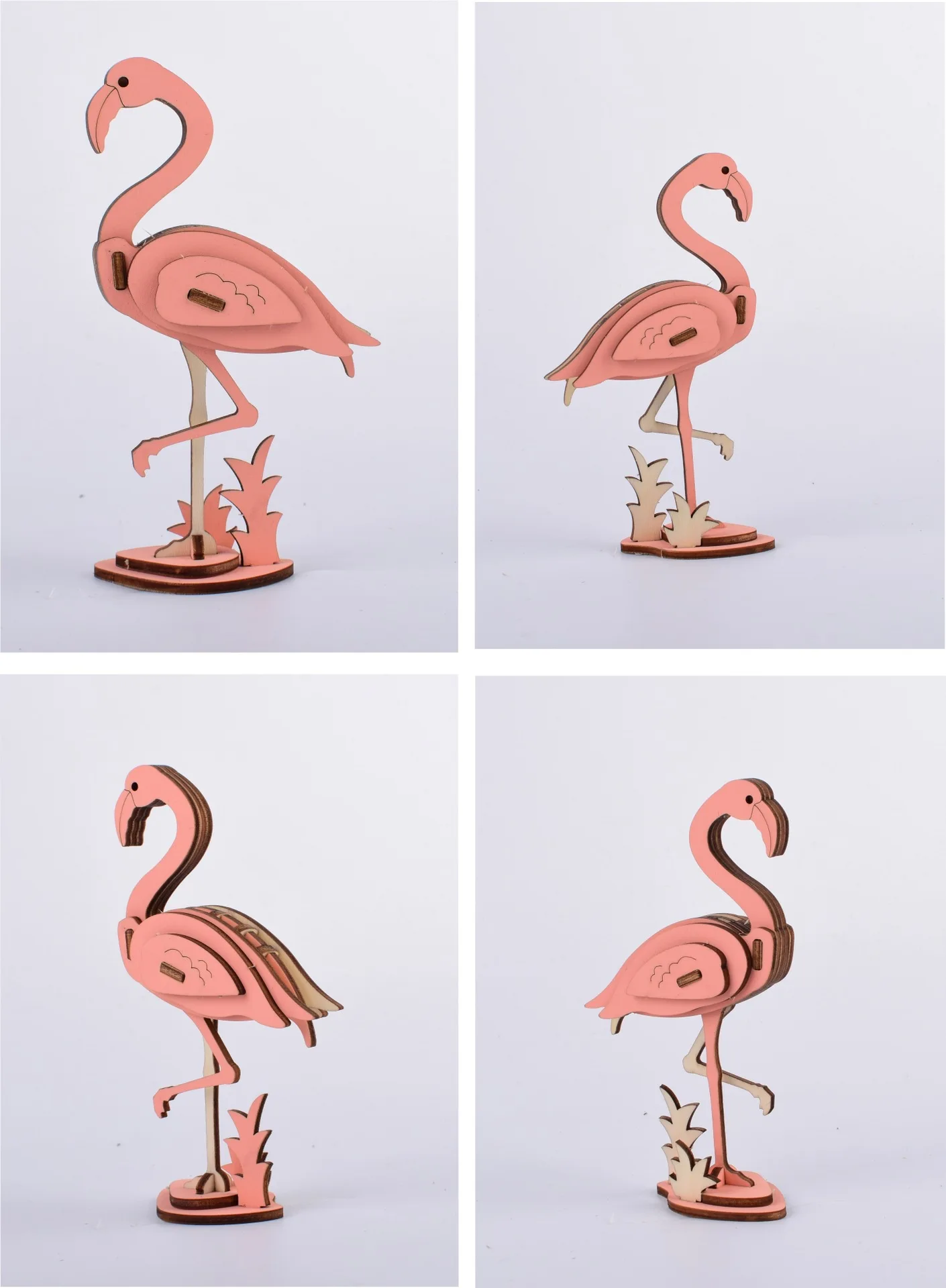 Childrens Wooden 12 Piece Puzzle Educational With Flamingo Picture 