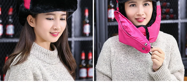 Men's Hat Winter Cotton Cap Thick qi che mao Women's Youth Winter Wind-Resistant Cold Earmuff Masks Elderly Ushanka