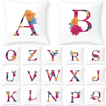 

Flower Pattern Letter Alphabet Decorative Cushion Cover Pillowcase Polyester 45*45 Throw Pillows Home Decor Pillowcover 40863