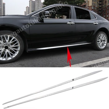 

2pcs stainless steel Side Skirt Body Guard Molding Trim Cover For Toyota Camry 2018-2019 Car Accessories
