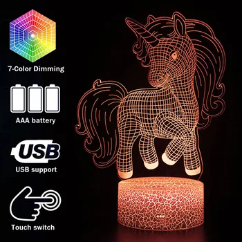 

Original Cartoon Unicon Action Figure Lamp Kids Room Decor Rainbow Horse Modeling Night Lights Creative Gift Toys MY1172