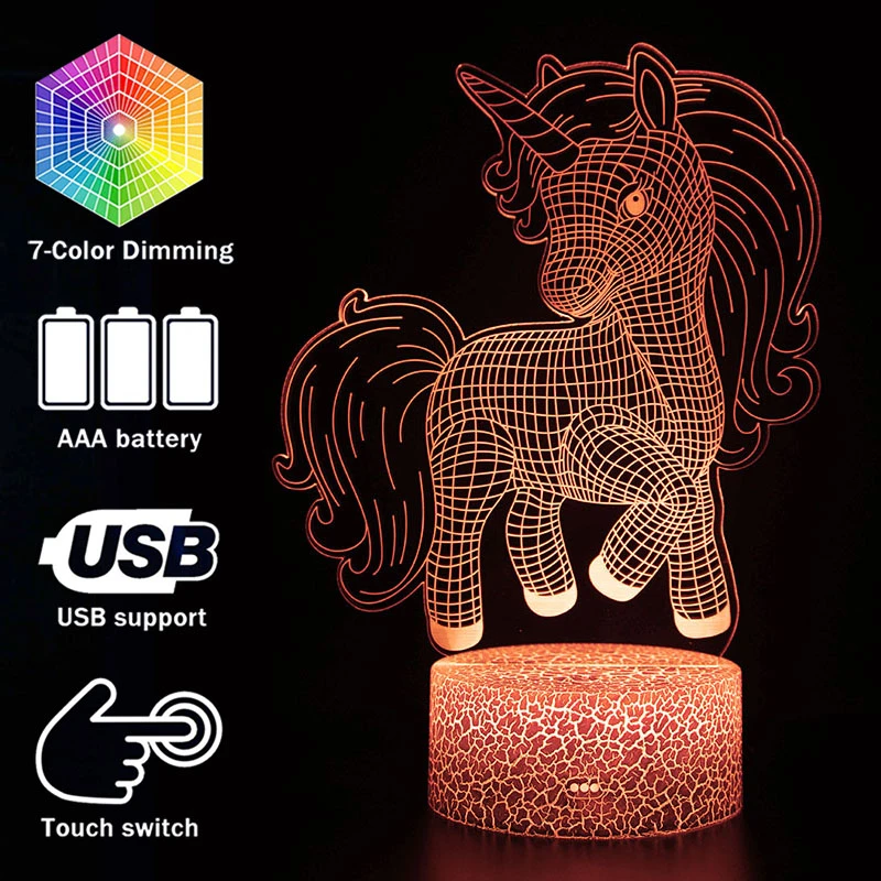 Original Cartoon Unicon Action Figure Lamp Kids Room Decor Rainbow Horse Modeling Night Lights Creative Gift Toys My1172 Action Figures Aliexpress