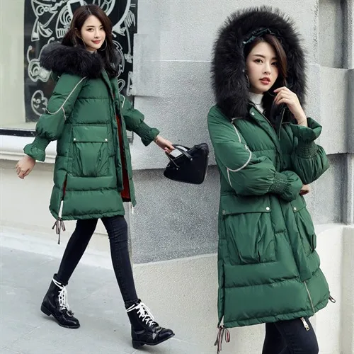 

2017 Winter New Style Mid-length Cotton-padded Clothes WOMEN'S Dress Korean-style Slim Fit Fashion Cotton-padded Jacket Students