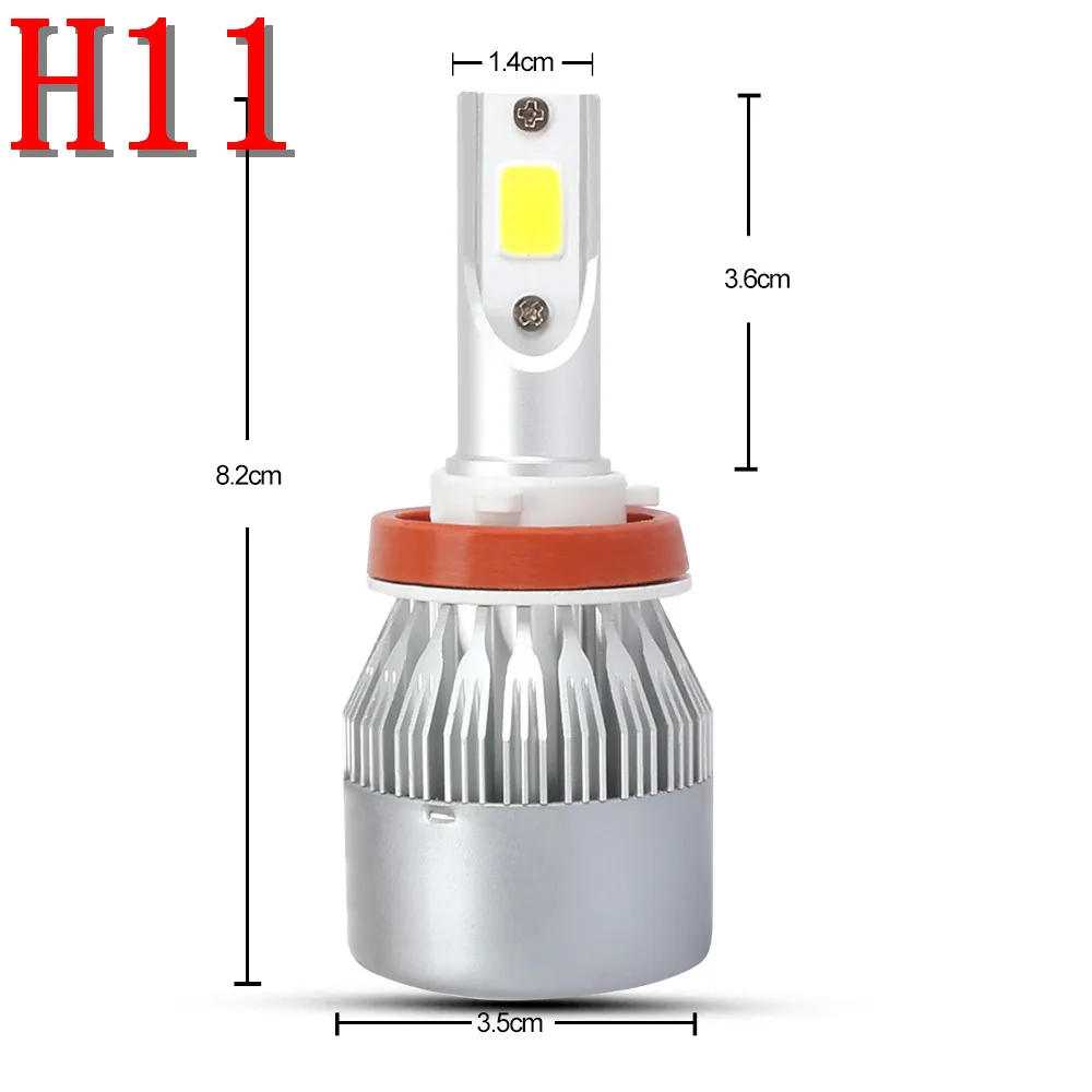 2 шт./компл. H7 H11 светодиодный лампы для передних фар H3 9005 9006 H1 авто лампа 72W фары для 8000LM 8000 к ПК+ PMMA+ ABS авто аксессуары