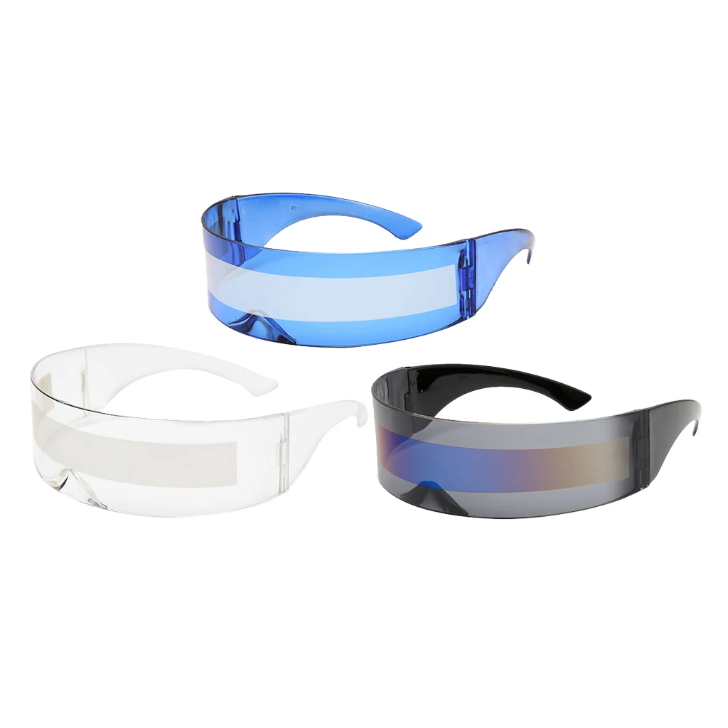 3x Novelty Robot Alien Narrow Sunglasses Futuristic Party Anime Mirrored Glasses