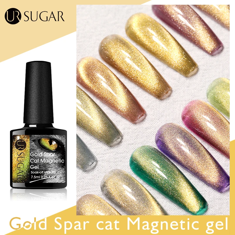 Магнитный Гель-лак UR SUGAR Gold Silver Spar cat 9D Galaxy Snowlight для ногтей маникюрный | Красота и