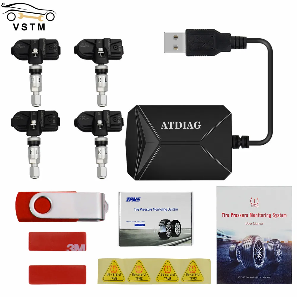 USB Android TPMS Tire Pressure Monitoring System Display Alarm System 4 Sensors Internal External For Car Navigation Radio car tire pressure monitor car alarm system car tire pressure sensor