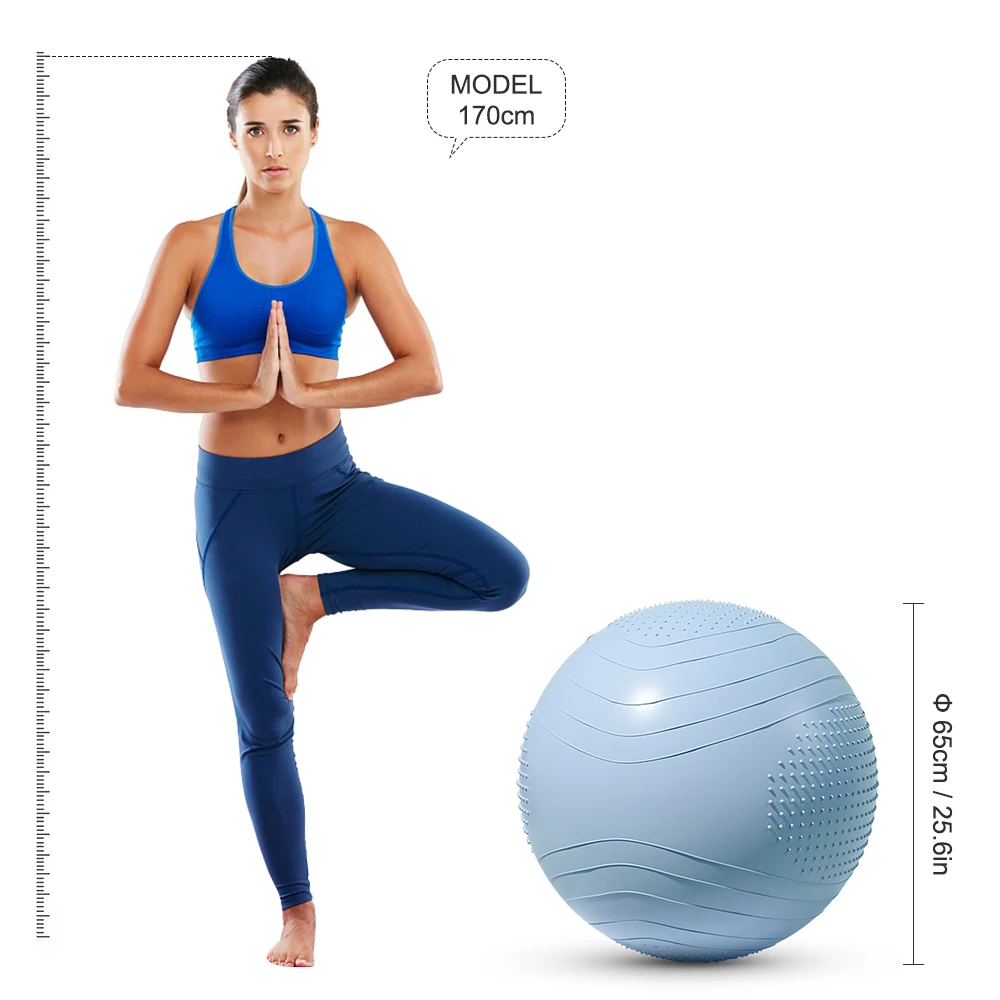 65cm Yoga Ball Fitness Balls Sports Pilates Birthing Fitball Exercise Training Workout Massage Ball Gym ball With Quick Pump