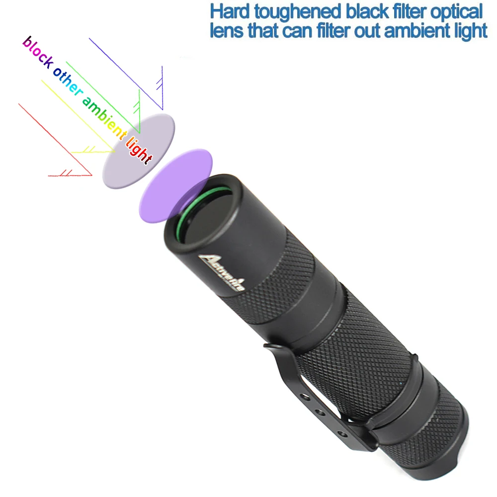 

UV violet flashlight 365nm ultraviolet lamp is very suitable for pet urine detection found scorpion glue curing lamp