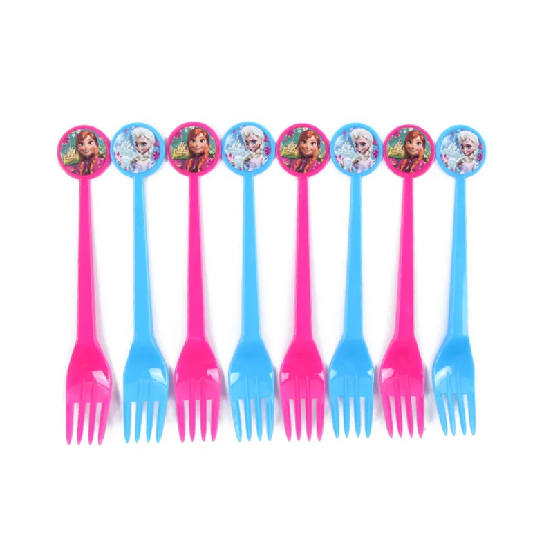 fork 8pcs Замороженные вечерние Анна снег ребенок день рождения украшения дети девушка вечерние украшения для вечеринки комплект детский душ День Рождения Вечеринка - Цвет: fork 8pcs