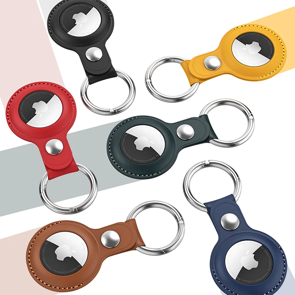 Airtag Case Vothoon PU Leather For Apple Airtags Protective Cover Locator Tracker Anti lost Device Keychain airtag case