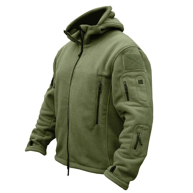 Tactical Jacket for Men Outdoor Hiking Camping Hunting Hoodie Solid Color Coat Breathable Waterproof Thermal Black Zipper