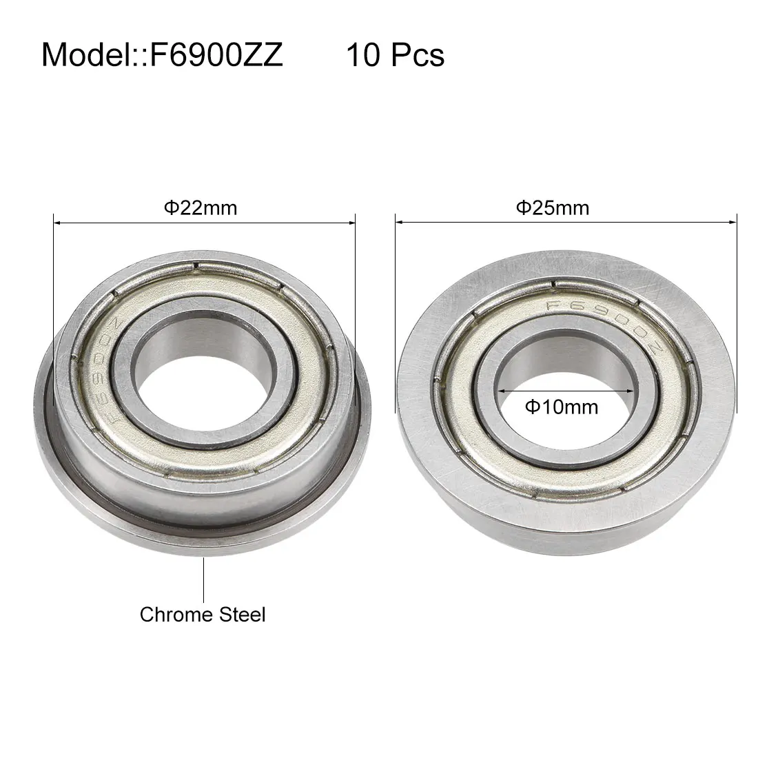 Фланцевый шарикоподшипник uxcell F6900 F6800 F6700 герметичные/экранированные хромированные стальные подшипники 12x26x6 мм 15x24x5 мм 10x19x5 мм 12x18x4 мм