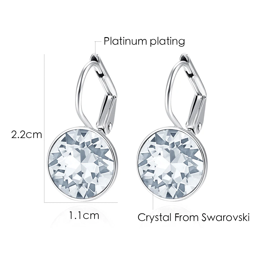 Маленькие женские серьги-гвоздики Bella с кристаллами Swarovski, новые модные круглые серьги серебряного цвета, свадебные украшения, подарок для девочки