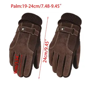 

Mens Faux Leather Touch Screen Motorcycle Gloves Plush Lined Non-Slip Mittens new
