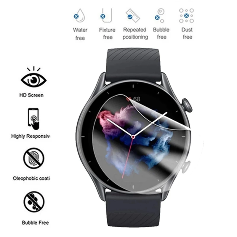 Screen Protectors Watch Screen Protector Watch Screen Protector Case Watch Protector Case Hydrogel Protective Film For Huami Amazfit GTR 3 Pro Smart Watch Screen Protector For Amazfit GTR 4 2e GTR3 Film Not Glass