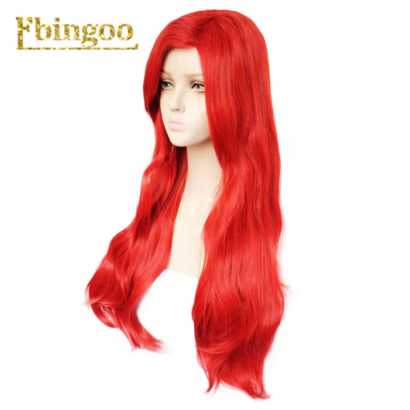 Ebingoo Ariel Wig Red Synthetic Cosplay Wig Long Wavy Little Mermaid Princess Wigs for Halloween Costume High Temperature Fiber