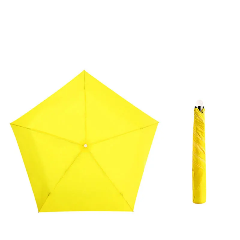 yellow Зонт для девочки 1 шт. цветной нано-Тканевый Карманный Зонт для дождливого дня, мини легкий солнцезащитный водонепроницаемый зонтик с черным покрытием для девочек - Цвет: yellow