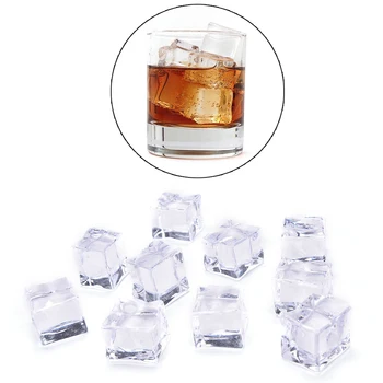 

10pcs Clear Artificial Acrylic Ice Cubes Fake Ice Cubes Square Crystal Home Decor Photo Props