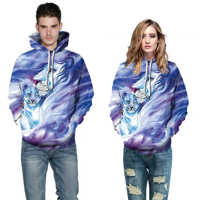 UNISEX 3D hoodie Модные толстовки унисекс лавандового цвета с 3D принтом льва, пуловер с капюшоном для мужчин и женщин, толстовка с животным принтом, Повседневная Толстовка для пары, топы, S-5XL - Цвет: UNISEX 3D hoodie