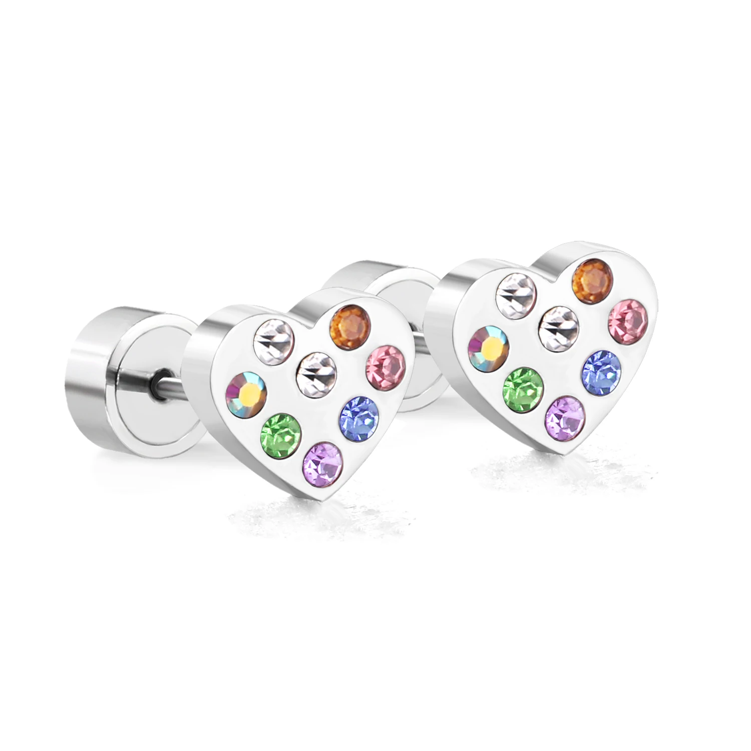 LUXUSTEEL Butterfly Star Heart Earrings Cute Colorful CZ Earrings For Baby Girl Surgical Steel Earring Brinco Small Earrings