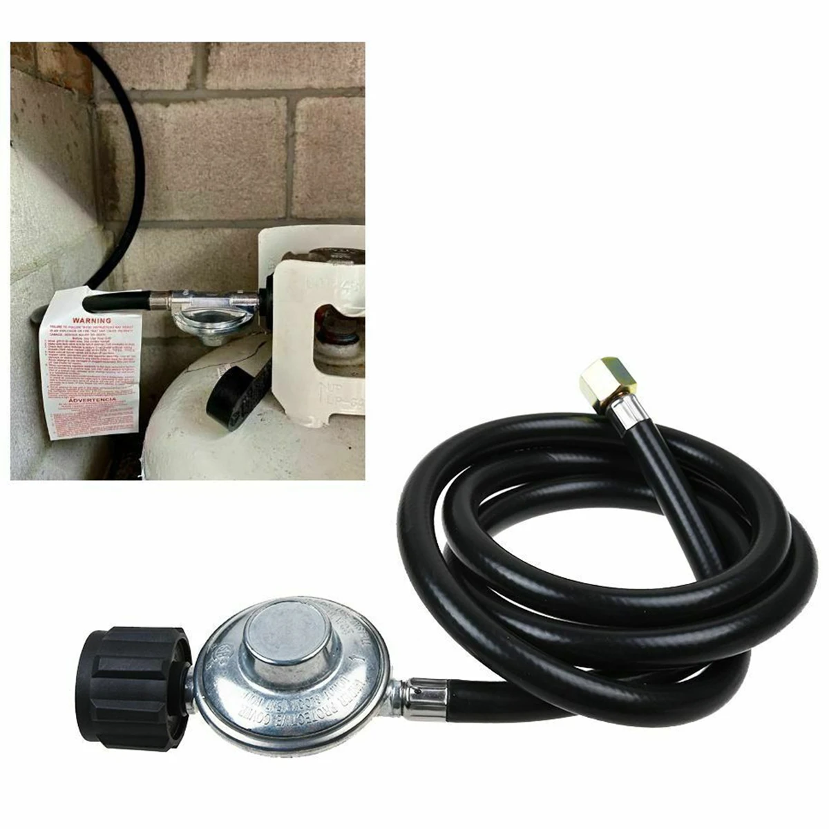 Universal Low Pressure Propane Regulator with 5ft Hose for Gas Grill