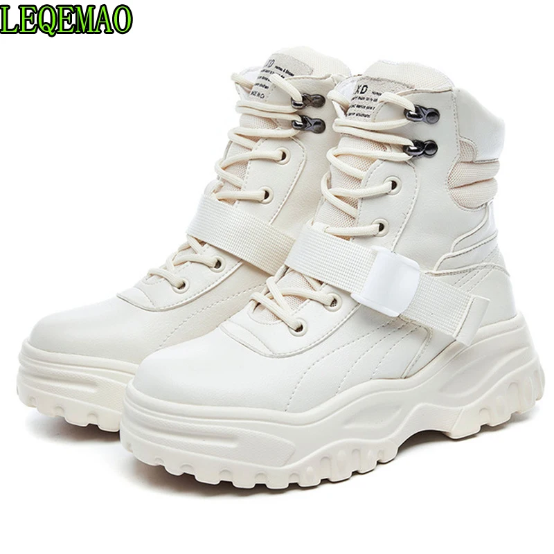 Ботинки черного цвета Для женщин кроссовки на платформе из натуральной кожи