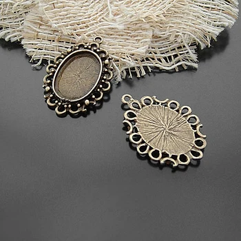 

(C654)20 pieces Inside 18x13mm Antique Bronze Zinc Alloy Oval Base Bezels Cabochon Beads Settings Cameo Settings Pendants