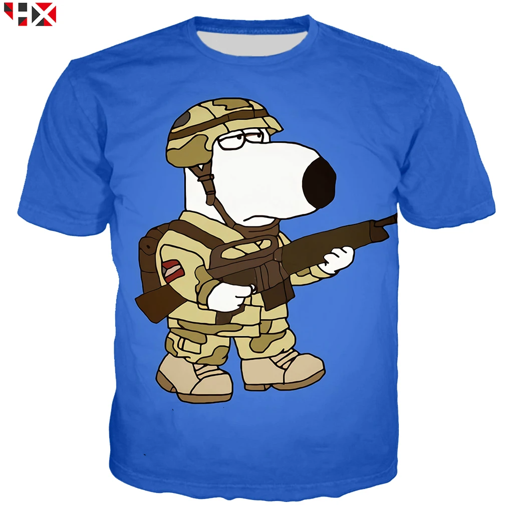 Летняя модная футболка для семьи с аниме, Brian Griffin, для мужчин и женщин, с 3D принтом, топы с короткими рукавами, хип-хоп, уличная одежда, пуловер, X338