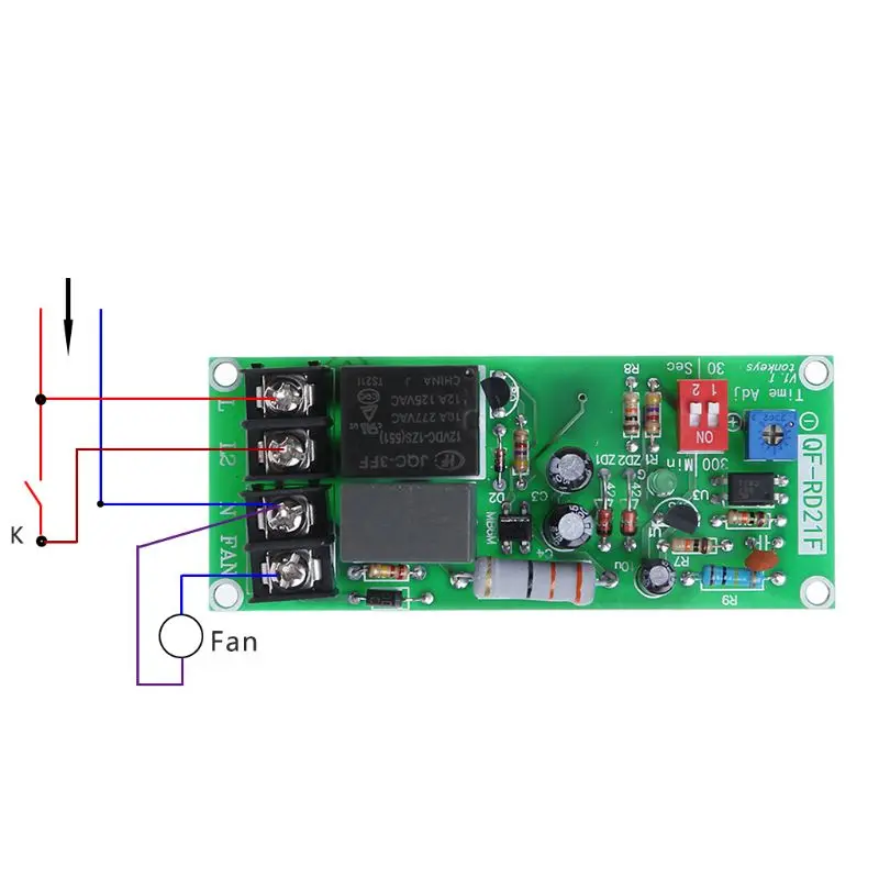 AC100V-220V, регулируемый таймер, релейный модуль для выключения, переключатель задержки для вытяжного вентилятора