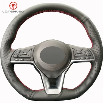 

LQTENLEO Black Artificial Leather DIY Car Steering Wheel Cover For Nissan X-Trail Qashqai Rogue Leaf Kicks Micra 2016-2019 March